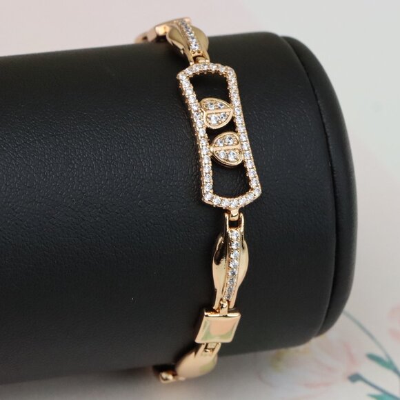 "Elegant Rose Gold Bracelet with Double Drop Stone Accent, XPBL0919 - Picture 1 of 13